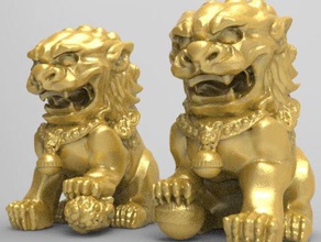 chinese guardian lions buildings & structures 3d print model - Mito3D