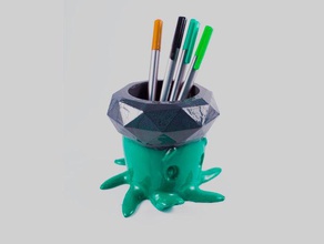 lindo pulpo titular los contenedores soporte de cepillo la copa un lápiz sostenedor pluma remix herramienta 3d print model - Mito3D