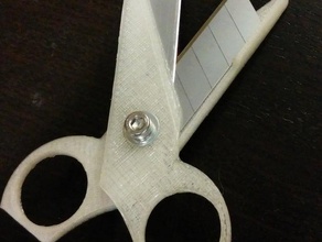 scissors using 18 mm snap-off blade hand tools cardboard cutting freecad paper shear 3d print model - Mito3D