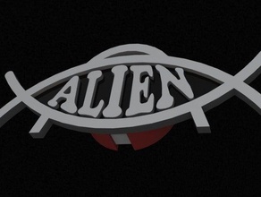 alien saucer fish symbol badge cover accessories 3d print model - Mito3D