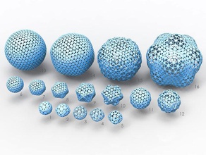 icosa-Sammlung Mathe-Kunst dome geodätische Ikosaeder Verpackung sphere 3d print model - Mito3D