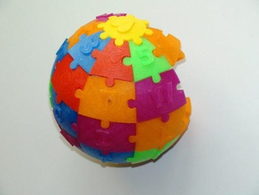 küre puzzle bulmaca customizer dünya metin Vikipedi 3d print model - Mito3D