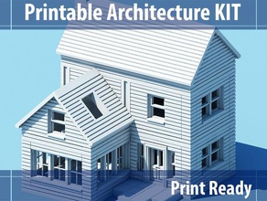 printable architecture kit series 1 buildings & structures 3d printing beam blocks building house lego roof slab walls 3d print model - Mito3D