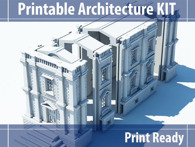 printable architecture kit 2 victorian town house buildings & structures 3d 3dprintable printing building blocks lego roof scalemodel slab wall window 3D print model - Mito3D