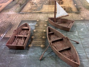 openforge rowboats toy & game accessories 28mm boat dnd tiles dungeon frostgrave ghost achepelago miniatures pathfinder rowboat rpg tabletop terrain 3d print model - Mito3D