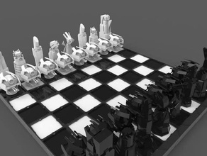 menschlicher Kontrolle Schach Schach-Brett Schach-Stücke Schach-set 3d print model - Mito3D