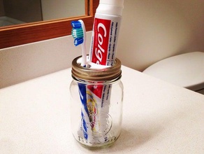 frasco de vidro com porta-escova dentes casa banho hipster do agregado familiar escova pasta dente reciclar 3d print model - Mito3D