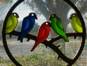 twig birds art stained glass 3d print model - Mito3D