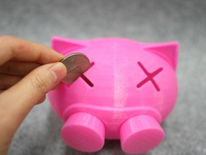 funny piggy bank household coin money pig 3d print model - Mito3D