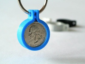 quarter coin holder keychains keychain keyring 3d print model - Mito3D