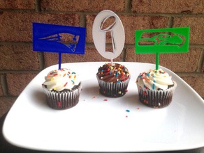 super bowl xlix cake toppers cupcake football newenglandpatriots patriots seahawks seattleseahawks superbowl tailgate topper 3d print model - Mito3D