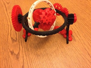 fantastical gyroscopic heart gears valentine interactive art amazing gift gyroscope hand crank motion 3d print model - Mito3D