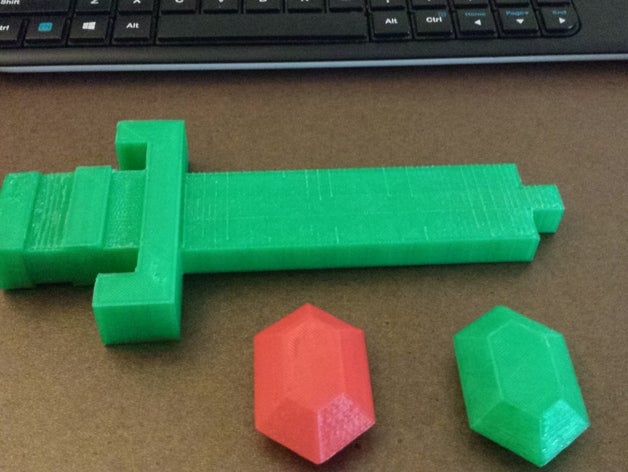 legend zelda 8 bit sword rupees props 8-bit link rupee 3D print model - Mito3D
