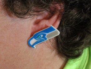 seattle seahawks earrings needs studs 12th man ear rings football hawks logo nfl super bowl 3d print model - Mito3D