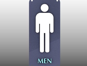 aseo signo de los hombres cuarto baño 3d print model - Mito3D