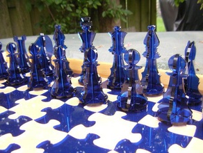 set di scacchi derivati jigsaw chessboard other acrylic fablab interlocking jwrm22 knight laser laser-cut lasercut pawn protospace puzzle queen rook 3d print model - Mito3D