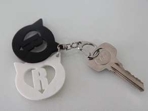 keychain accessories cat heart love r 3d print model - Mito3D