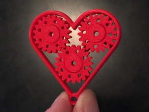 geared heart -single print moving parts - last minute gift keychains cute dualstrusion dual extrusion dydd santes dwynwen gear gears keychain love pip preassembled place single valentine valentines day gifts valentinstag 3d print model - Mito3D