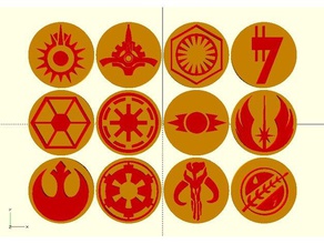 star wars insignias 2d art imperio de primer orden galáctica la república senado jedi mandalorianas rebelión rebels sepratist 3d print model - Mito3D