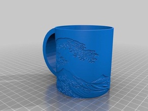 wave cup coffee containers mug lithophane 3d print model - Mito3D