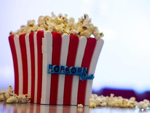 popcorn time bucket food & drink logo movie red stripes 3d print model - Mito3D