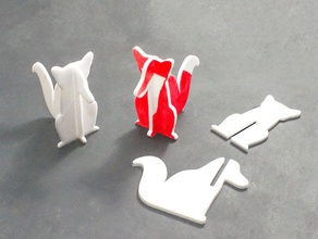 flat pack raposas animais cat artesanato cão flatpack a fox ikea quebra-cabeça 3d print model - Mito3D
