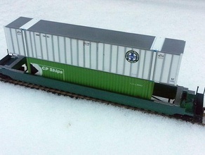 ho scale double stack well car hobby railroad trains 3d print model - Mito3D