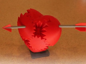 dişli Sevgililer kalp standı ile ok dekor cupid stand göstermek dur valentine Günü 3d print model - Mito3D