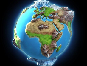 ganze Welt Skulpturen Kontinenten Erde Globus land Landschaft 3d print model - Mito3D