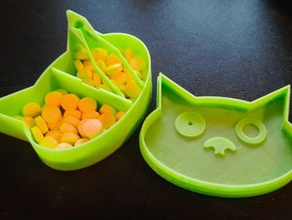 cat forniture di famiglia box squadrata candy portapillole le pillole pillola contenitore pinzette 3d print model - Mito3D