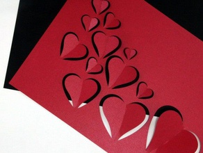 dia dos namorados - voando corações de papel corte a laser arte a4 cartão felicitações coração vermelho o 3d print model - Mito3D