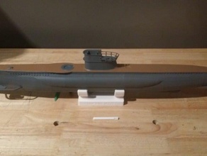 bathtub u-boat improved stand w corrected class hull scans & replicas skimbal submarine 3d print model - Mito3D