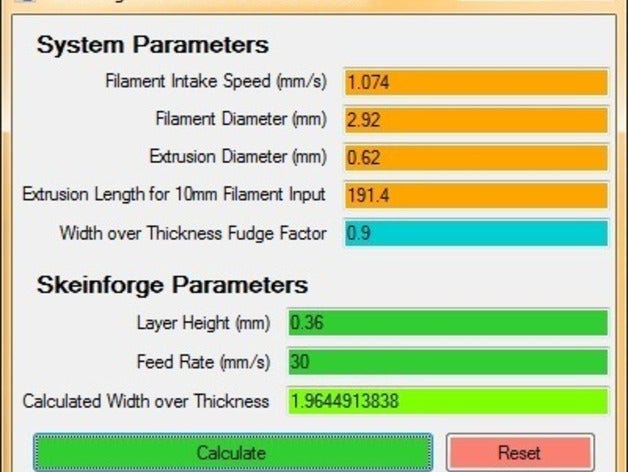 skeinforge width over thickness calculator other calibrate parameter program software useful 3D print model - Mito3D