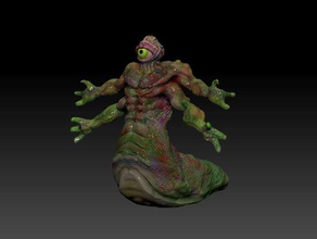 slimey dungeon monster Kreaturen cyclops vier bewaffnete grün Schleim-monster slug 3d print model - Mito3D