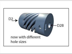 accouplement flexible paramétrique 2 trous intérieurs 3d de l'imprimante pièces customizer 3d print model - Mito3D