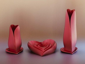 valentine vase & dish set decor candy designer flowers flower heart holiday love matching plate valentines day 3d print model - Mito3D