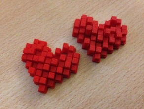pixelated heart pendant accessories pixel 3d print model - Mito3D