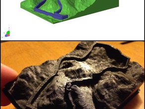 training run route draped over surrounding terrain learning elevation landscape map running topography 3d print model - Mito3D