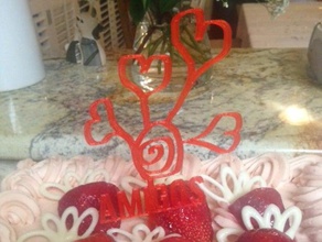 valentine's day cake topper decor heart hearts love valentine valentines 3d print model - Mito3D