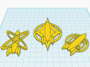 space patrol set three coins badges costume pins sci-fi tinkercad 3d print model - Mito3D