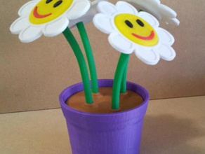 smiley fleurs en pot 3d print model - Mito3D