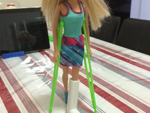 barbie crutches plaster toy & game accessories 3d print model - Mito3D