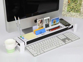 desk organizer front pc office smartphone 3d print model - Mito3D
