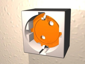 protecto - simple façon de sécuriser votre prise d'alimentation type f ménage le couvercle protecteur socket 3d print model - Mito3D