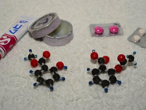 wintergreen yağı aspirin - openscad kimyasal sdf dosya oluşturulur öğrenme kimya böcek tıp molekül perl pubchem 3d print model - Mito3D