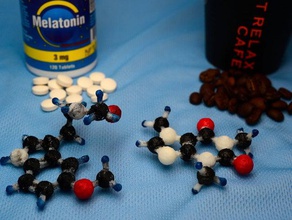 caffeine melatonin - openscad generated chemical sdf files learning coffee hypnotic molecule perl pubchem supplement 3d print model - Mito3D