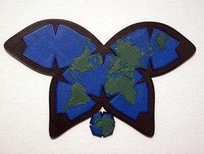 waterman butterfly world map-Projektion Schilder & logos Schmetterling der gcode groß Karte solidworks Welt x3g xkcd 3d print model - Mito3D