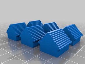 six houses buildings & structures 3d print model - Mito3D