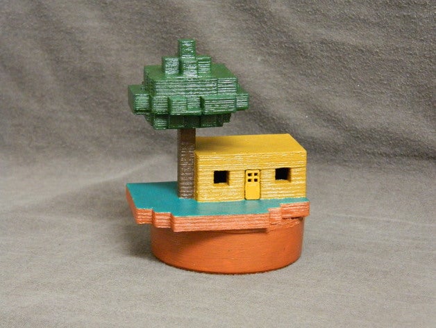 minecraft piccola casa edifici e strutture luce notturna 3D print model - Mito3D