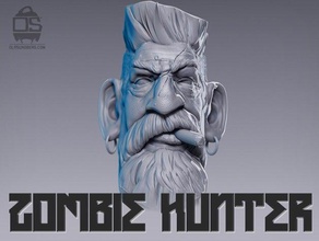 cacciatore di zombie testa sculture art ola sundberg zbrush 3d print model - Mito3D